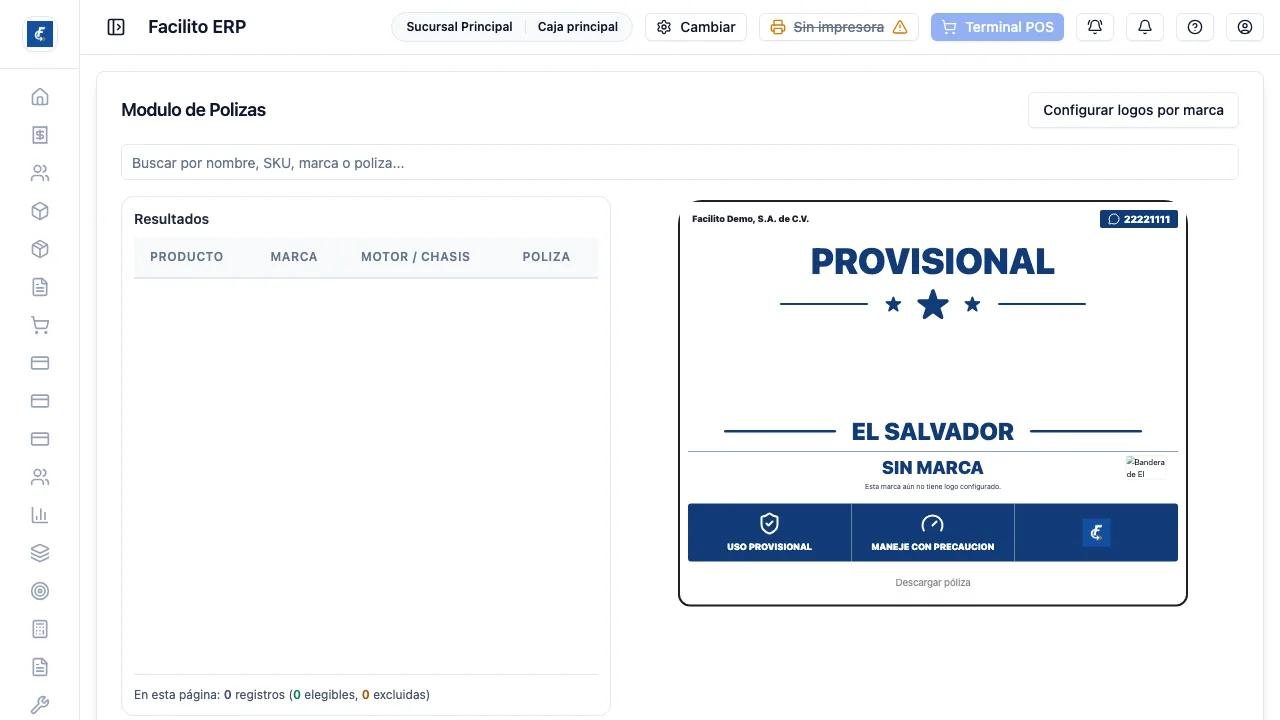 La pantalla partida en dos, con los resultados a la izquierda y la vista previa de la póliza a la derecha.