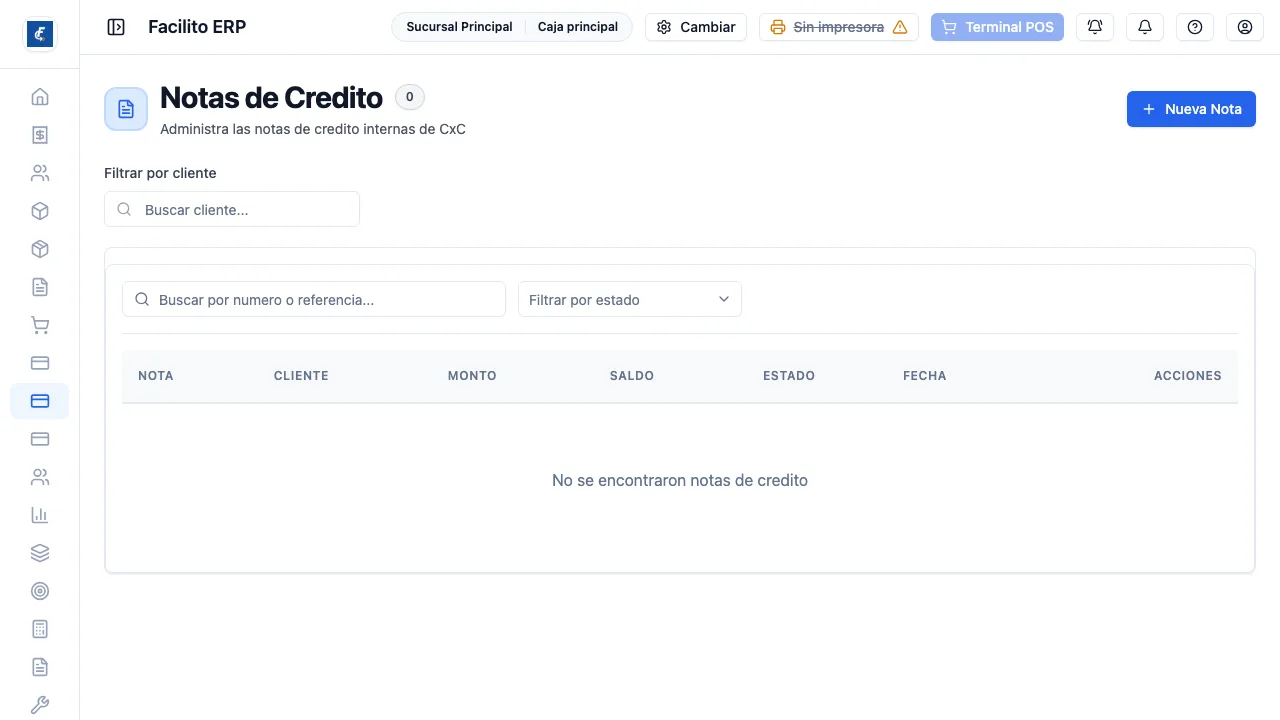El listado, con el filtro por cliente, el filtro por estado y el buscador.