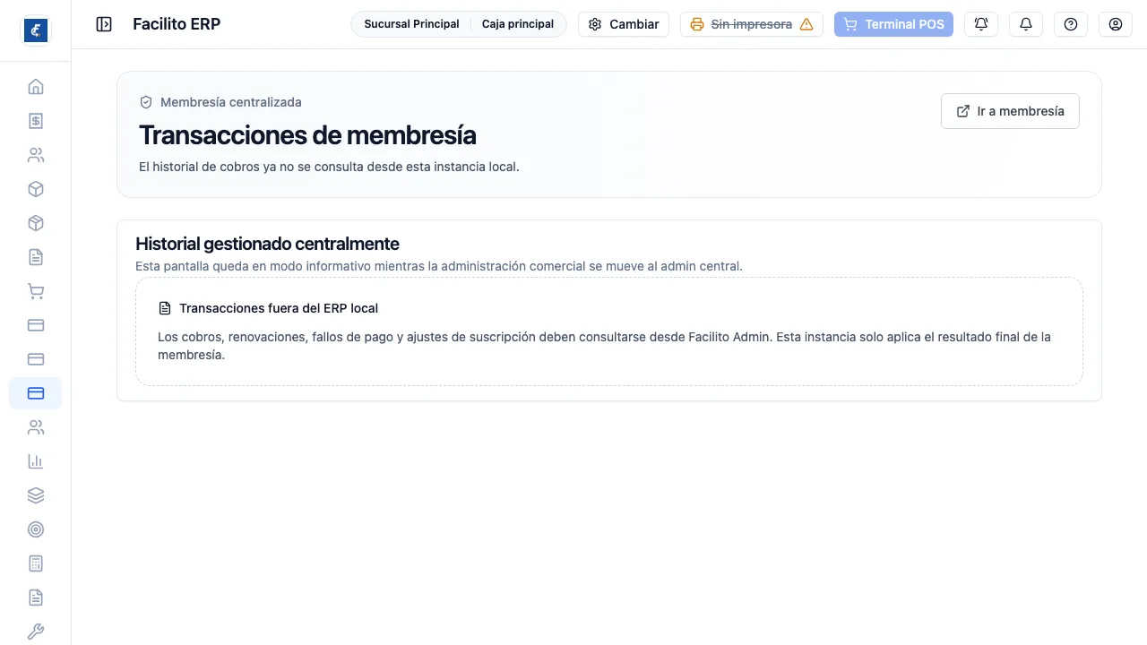 Entrar por la dirección de Organización redirige a Transacciones.
