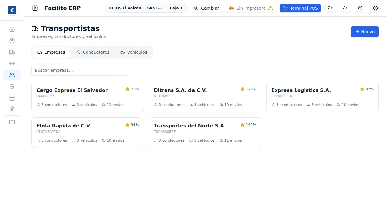 Los tres maestros en pestañas empresas, conductores y vehículos